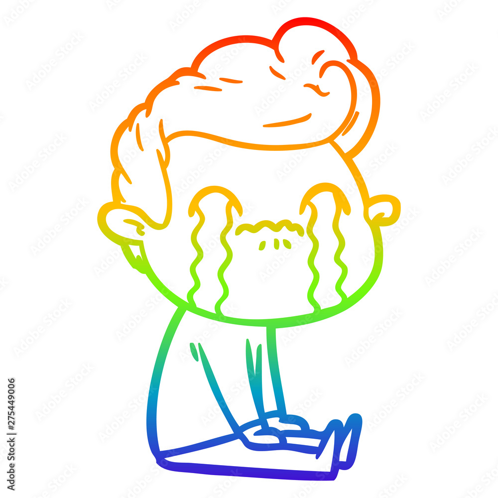 rainbow gradient line drawing cartoon man crying rainbow gradient line drawing cartoon man crying