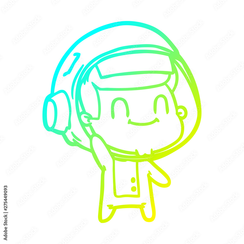 cold gradient line drawing happy cartoon astronaut man cold gradient line drawing happy cartoon astronaut man