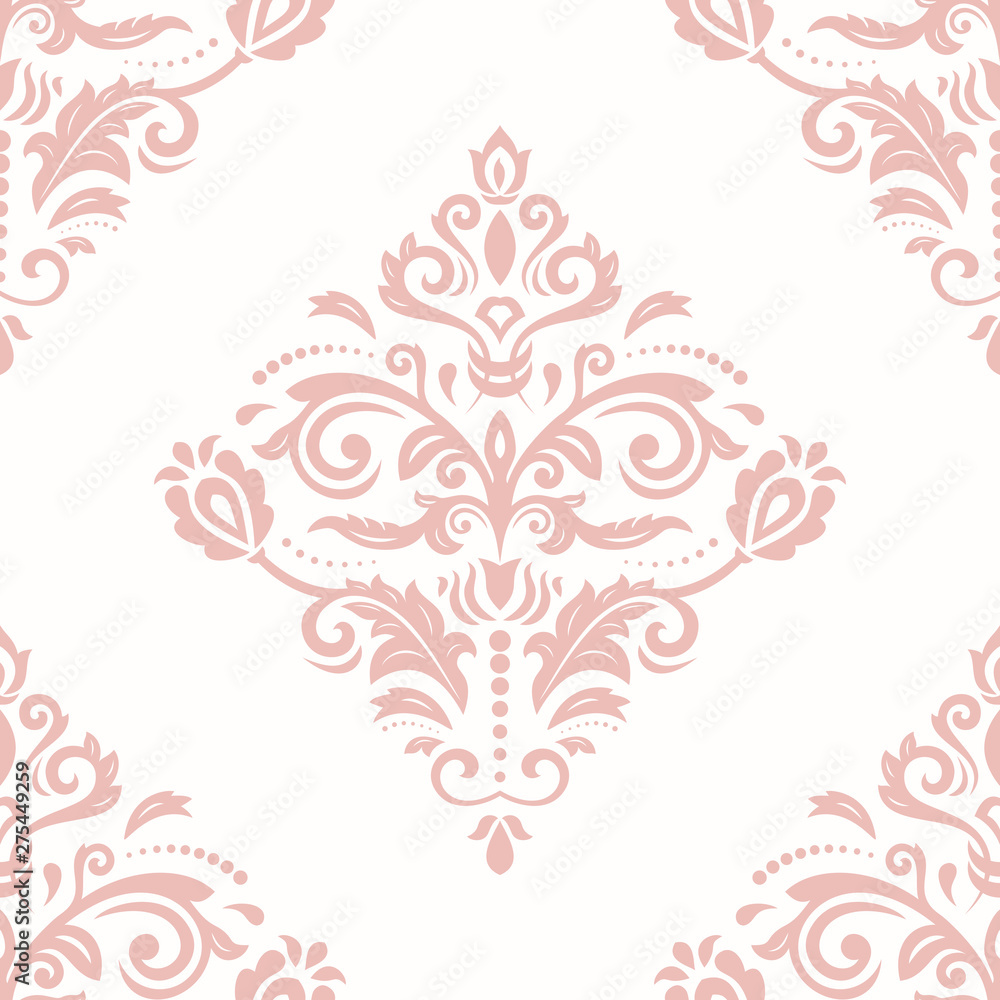 Orient classic pattern. Seamless abstract background with pink vintage elements. Orient background