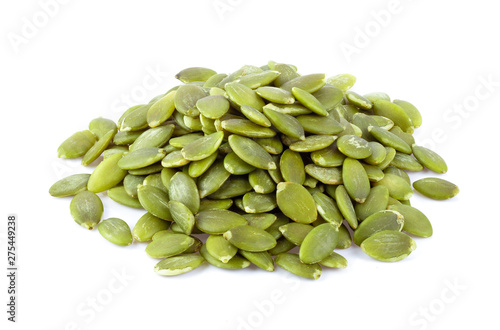 Pumpkin seeds isolated on a white background. full depth of field
