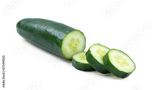 slice of cucumber isolated on white background. full depth of field