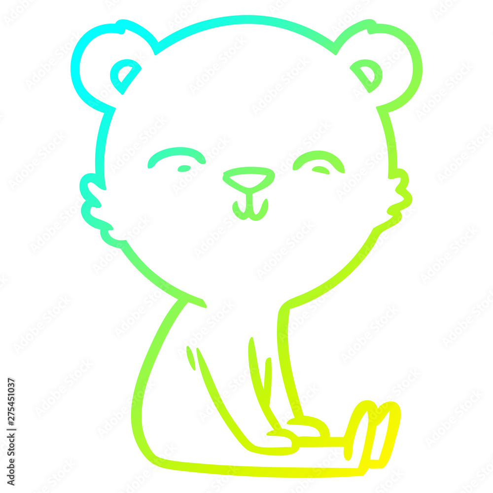 cold gradient line drawing happy cartoon polar bear sitting cold gradient line drawing happy cartoon polar bear sitting