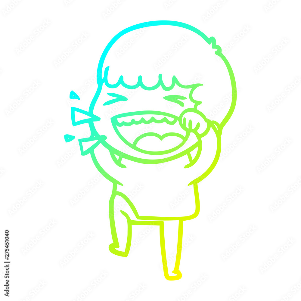 cold gradient line drawing cartoon laughing man cold gradient line drawing cartoon laughing man