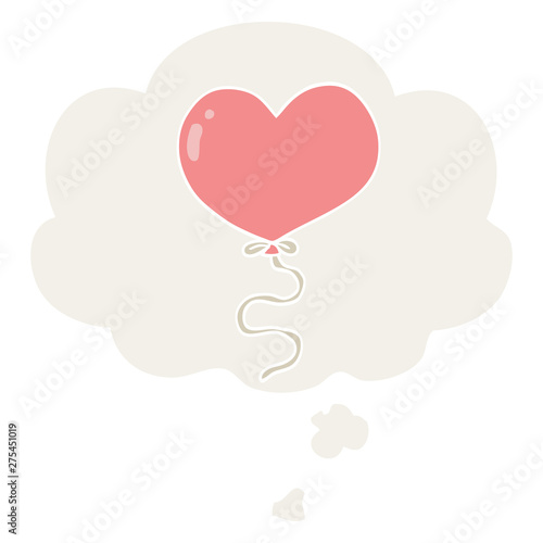 cartoon love heart balloon and thought bubble in retro style