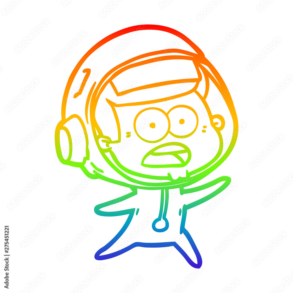 rainbow gradient line drawing cartoon surprised astronaut rainbow gradient line drawing cartoon surprised astronaut