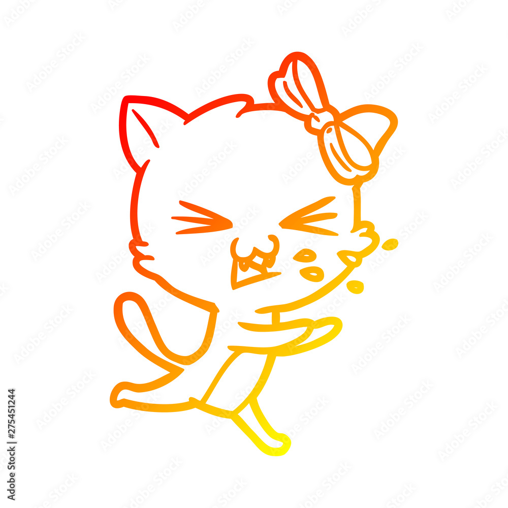 warm gradient line drawing cartoon cat warm gradient line drawing cartoon cat