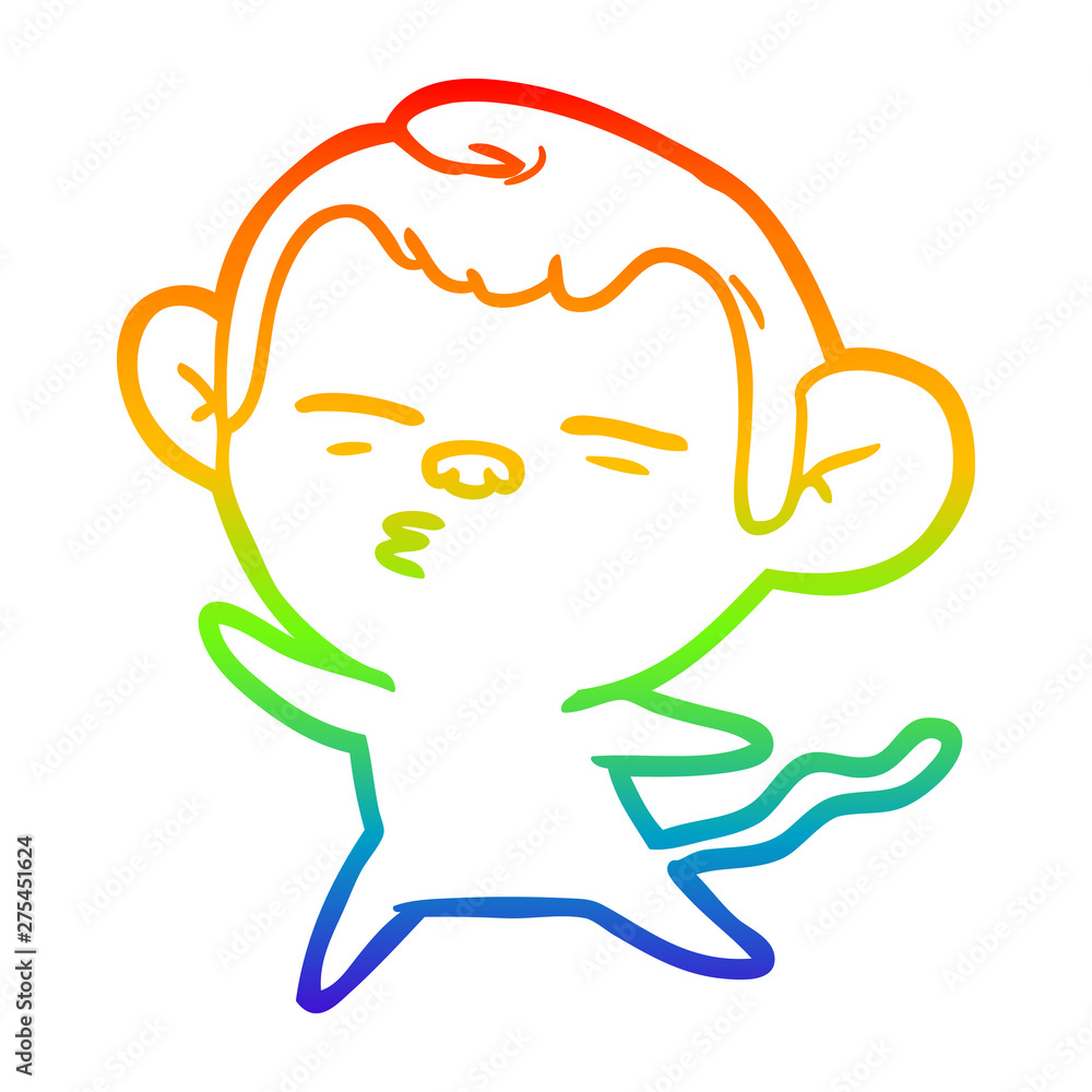 rainbow gradient line drawing cartoon suspicious monkey rainbow gradient line drawing cartoon suspicious monkey