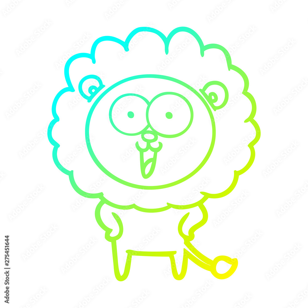 cold gradient line drawing happy cartoon lion cold gradient line drawing happy cartoon lion