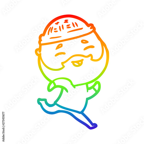 rainbow gradient line drawing cartoon happy bearded man
