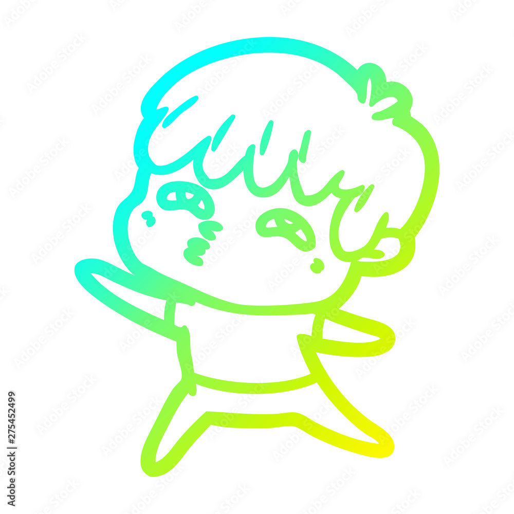 cold gradient line drawing cartoon curious man cold gradient line drawing cartoon curious man