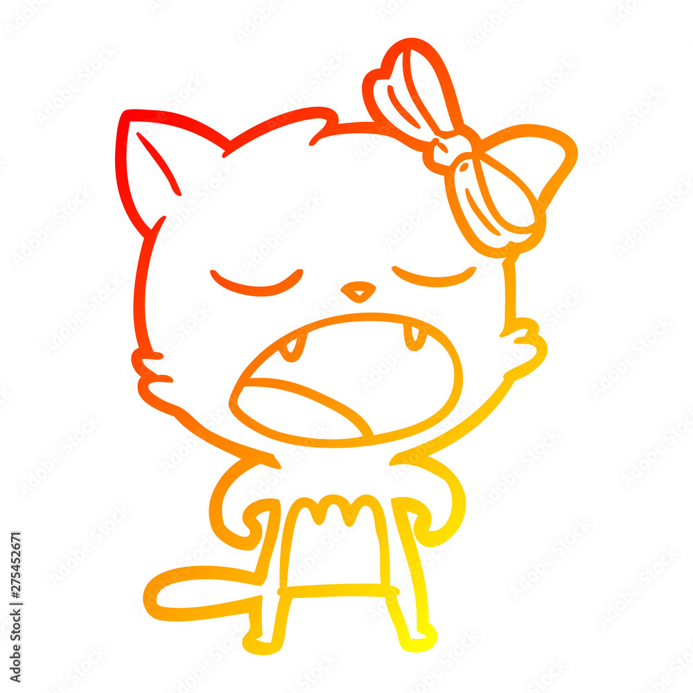 warm gradient line drawing cartoon cat meowing warm gradient line drawing cartoon cat meowing