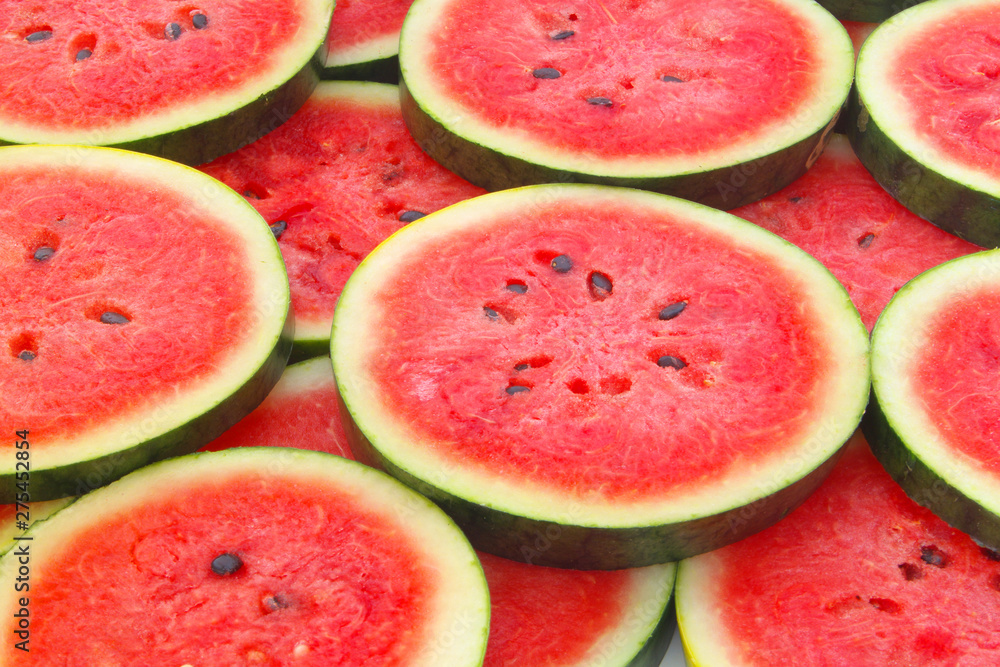 Round slices of watermelon close up Round slices of watermelon close up