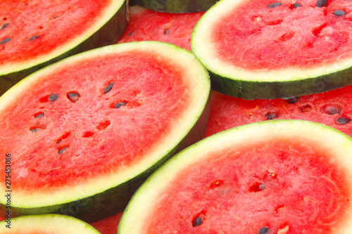 Round slices of watermelon close up