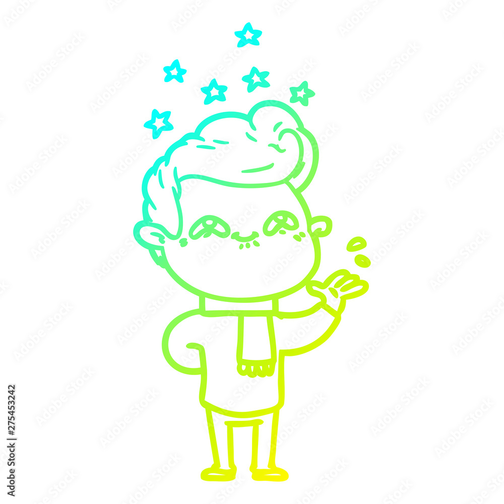 cold gradient line drawing cartoon excited man cold gradient line drawing cartoon excited man
