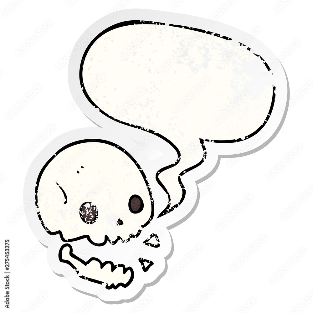 cartoon spooky skull and speech bubble distressed sticker cartoon spooky skull and speech bubble distressed sticker