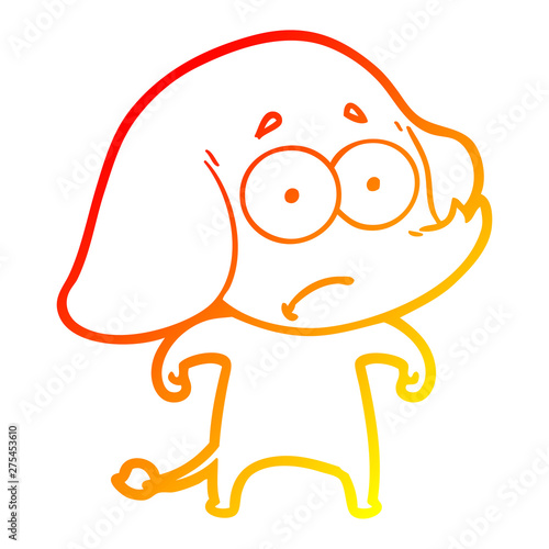 warm gradient line drawing cartoon unsure elephant