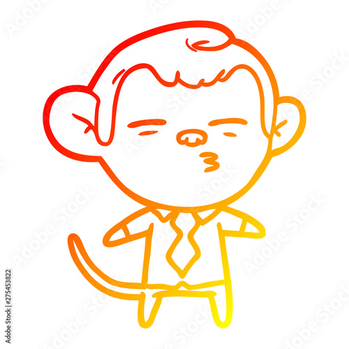 warm gradient line drawing cartoon suspicious monkey