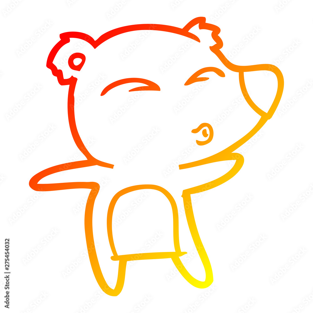 warm gradient line drawing cartoon whistling bear warm gradient line drawing cartoon whistling bear