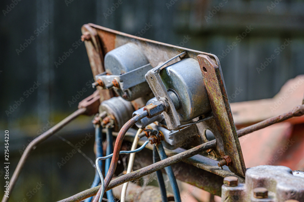 Fototapeta premium vintage retro tractor rusty details close up