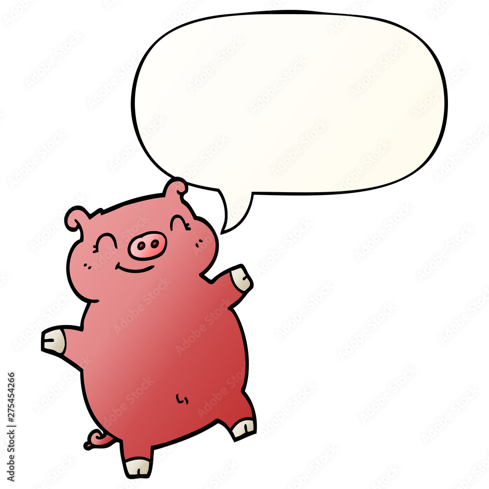 cartoon pig and speech bubble in smooth gradient style cartoon pig and speech bubble in smooth gradient style