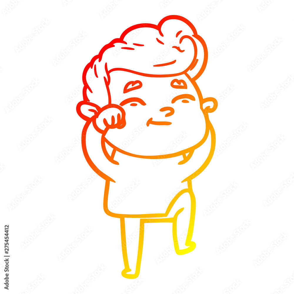 warm gradient line drawing happy cartoon man warm gradient line drawing happy cartoon man