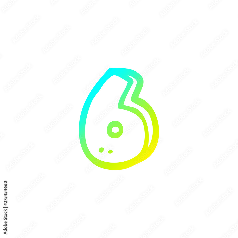 cold gradient line drawing cartoon number 6 cold gradient line drawing cartoon number 6