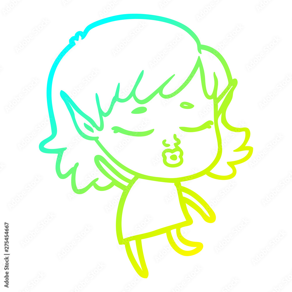 cold gradient line drawing pretty cartoon elf girl dancing cold gradient line drawing pretty cartoon elf girl dancing