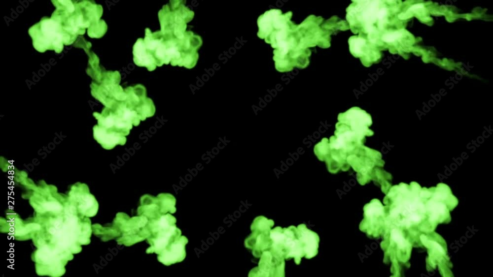 3d render of green ink injection dissolves and spread in water on black with luma matte as alpha channel for visual effects and easy compositing. 14 circular structure 3d render of green ink injection dissolves and spread in water on black with luma matte as alpha channel for visual effects and easy compositing. 14 circular structure