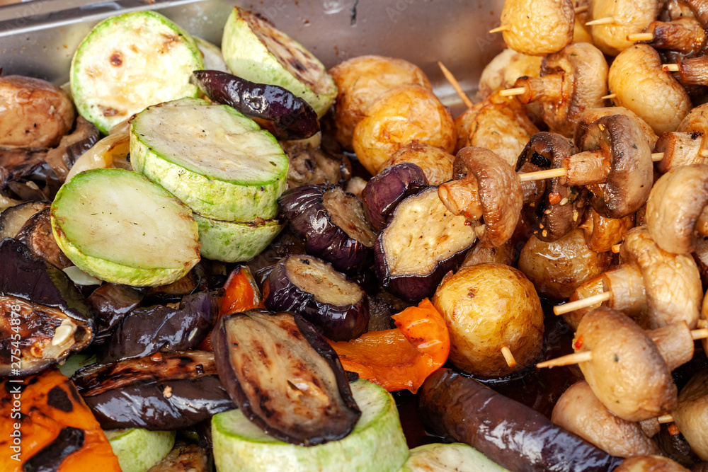 Grilled champignon mushrooms and vegetables Grilled champignon mushrooms and vegetables