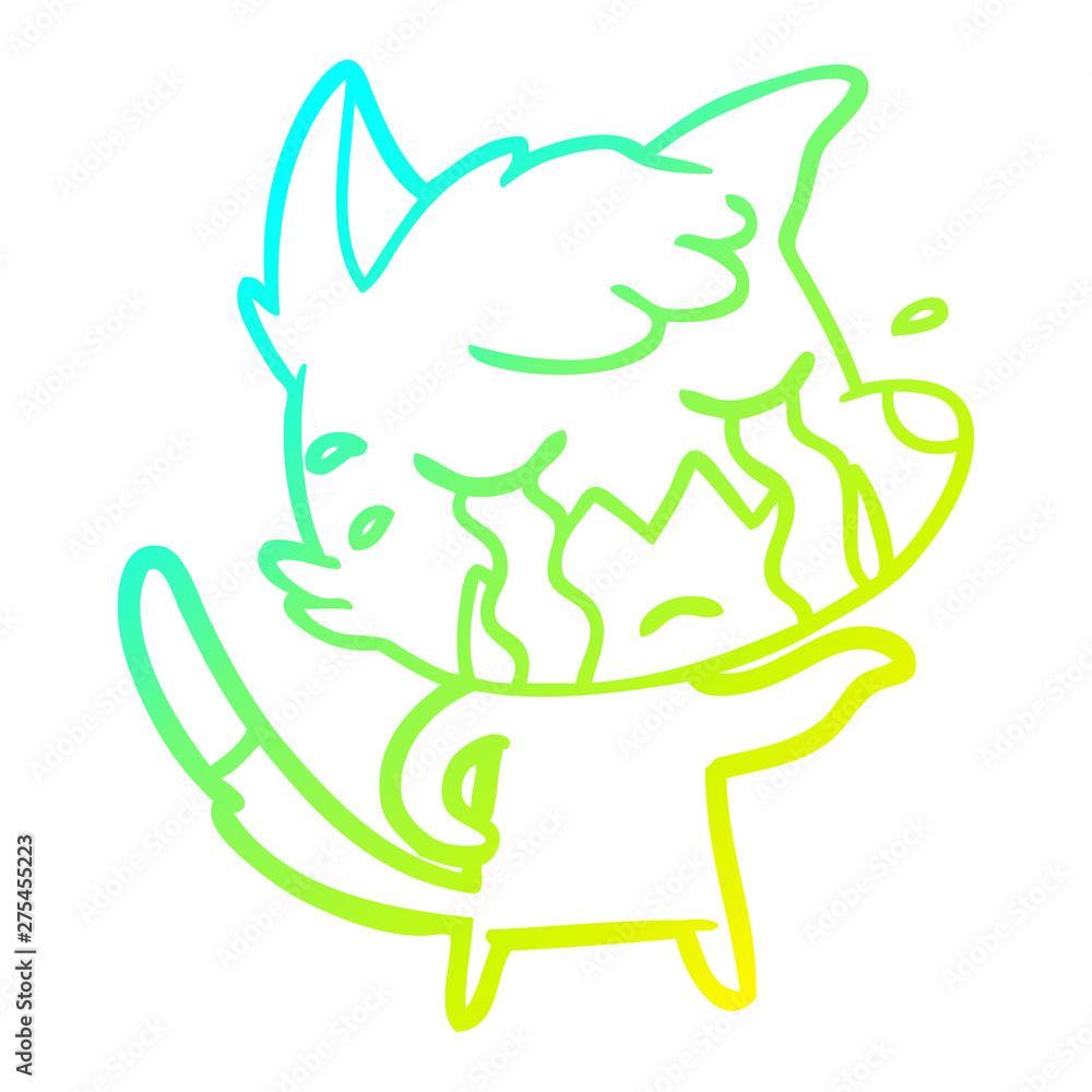 cold gradient line drawing crying fox cartoon cold gradient line drawing crying fox cartoon