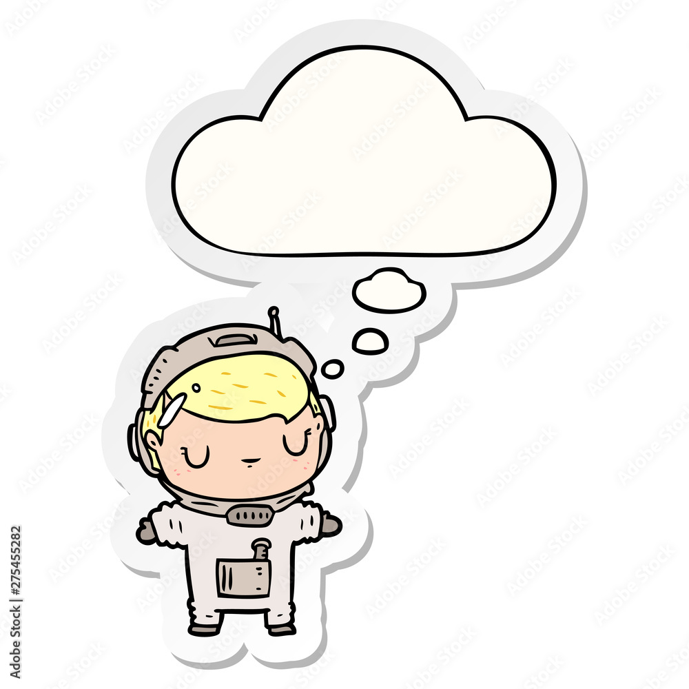 cartoon astronaut and thought bubble as a printed sticker cartoon astronaut and thought bubble as a printed sticker