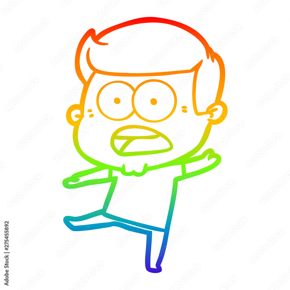 rainbow gradient line drawing cartoon shocked man rainbow gradient line drawing cartoon shocked man
