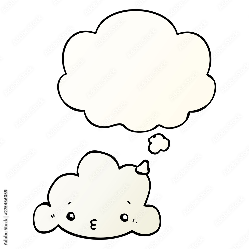 cartoon cloud and thought bubble in smooth gradient style