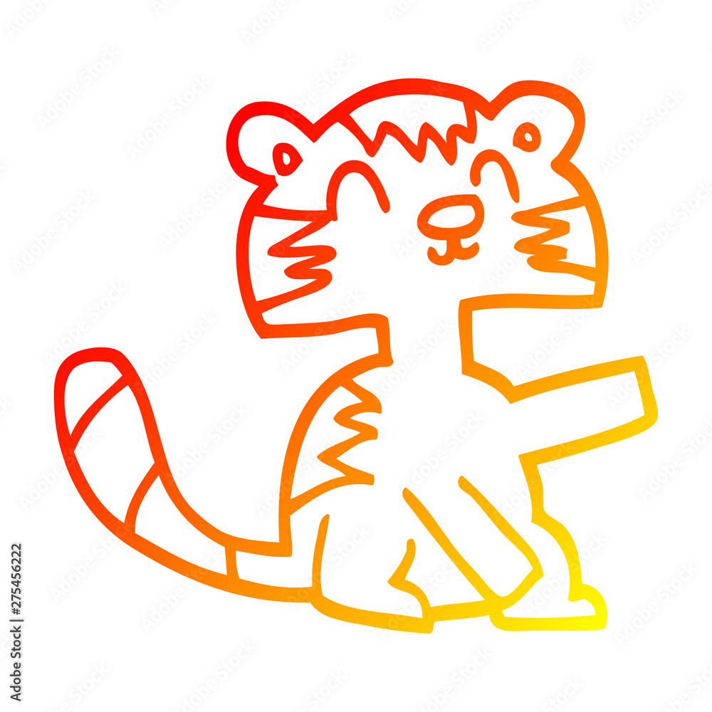 warm gradient line drawing cartoon happy cat