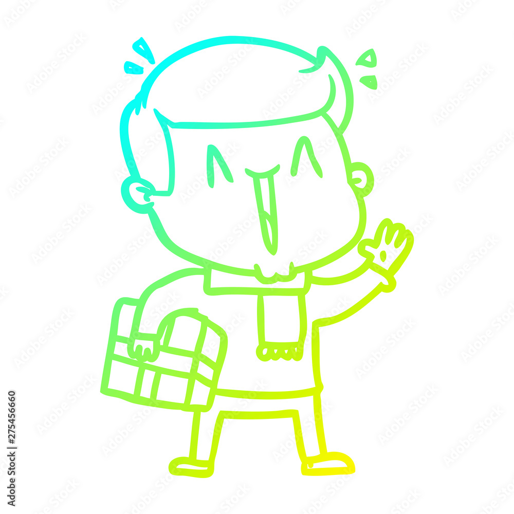 cold gradient line drawing cartoon excited man cold gradient line drawing cartoon excited man