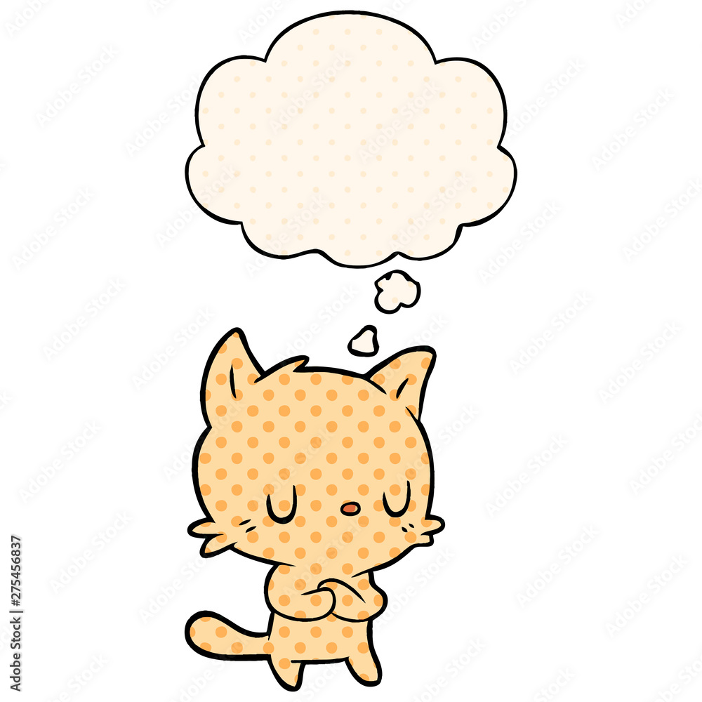 cartoon cat and thought bubble in comic book style cartoon cat and thought bubble in comic book style