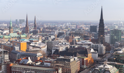 Hamburg cityscape  Germany. Aerial view
