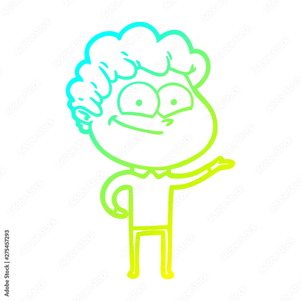 cold gradient line drawing cartoon happy man cold gradient line drawing cartoon happy man