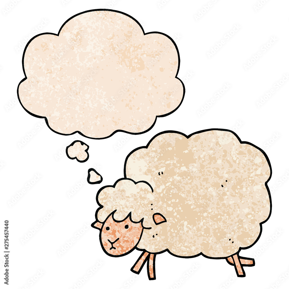cartoon sheep and thought bubble in grunge texture pattern style cartoon sheep and thought bubble in grunge texture pattern style