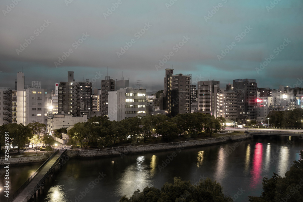 Naklejka premium Japonia nocą