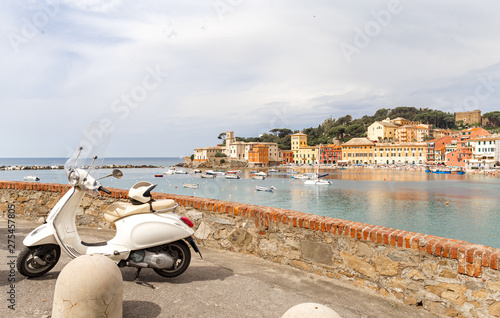 Sestri Levante, Genoa, Italy. Landscape of a beautiful bay in Sestri Levante