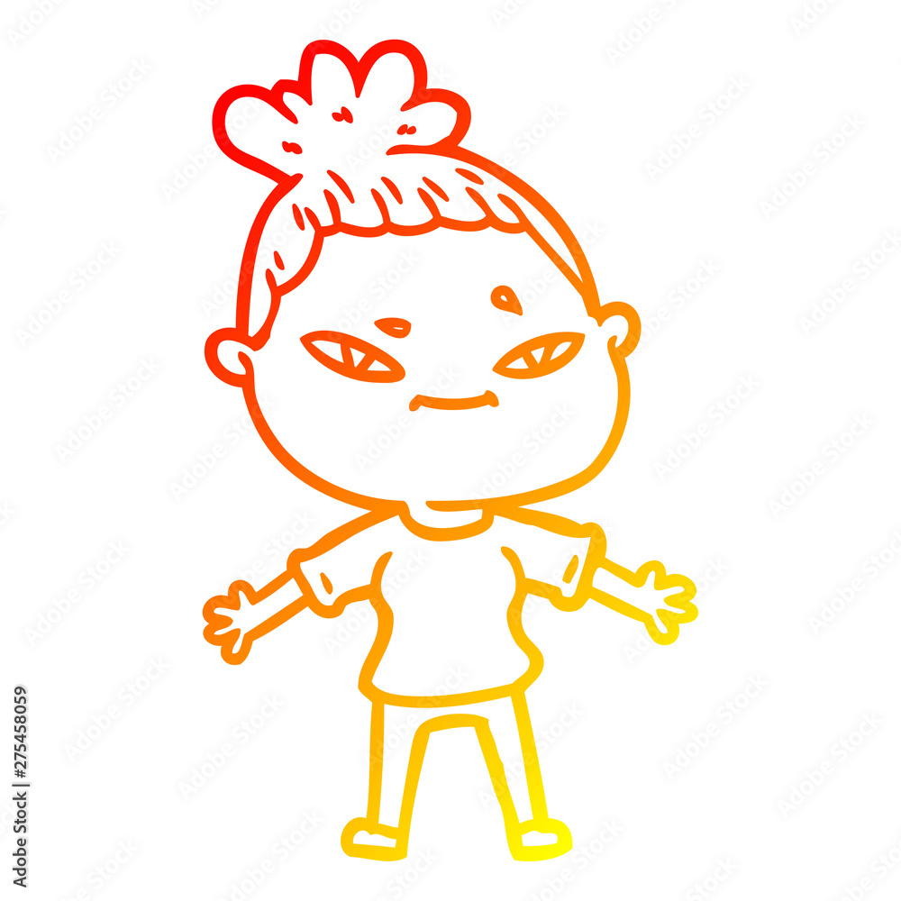 warm gradient line drawing cartoon woman warm gradient line drawing cartoon woman