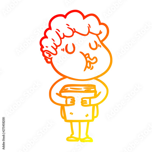 warm gradient line drawing cartoon man singing