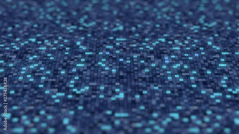 Hexadecimal symbols on a blue computer screen form VIRUS word. Loopable 3D animation Hexadecimal symbols on a blue computer screen form VIRUS word. Loopable 3D animation