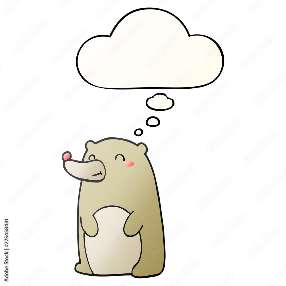 cute cartoon bear and thought bubble in smooth gradient style cute cartoon bear and thought bubble in smooth gradient style