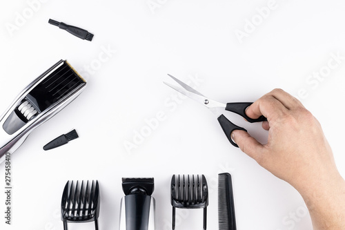 scissors and combs on white