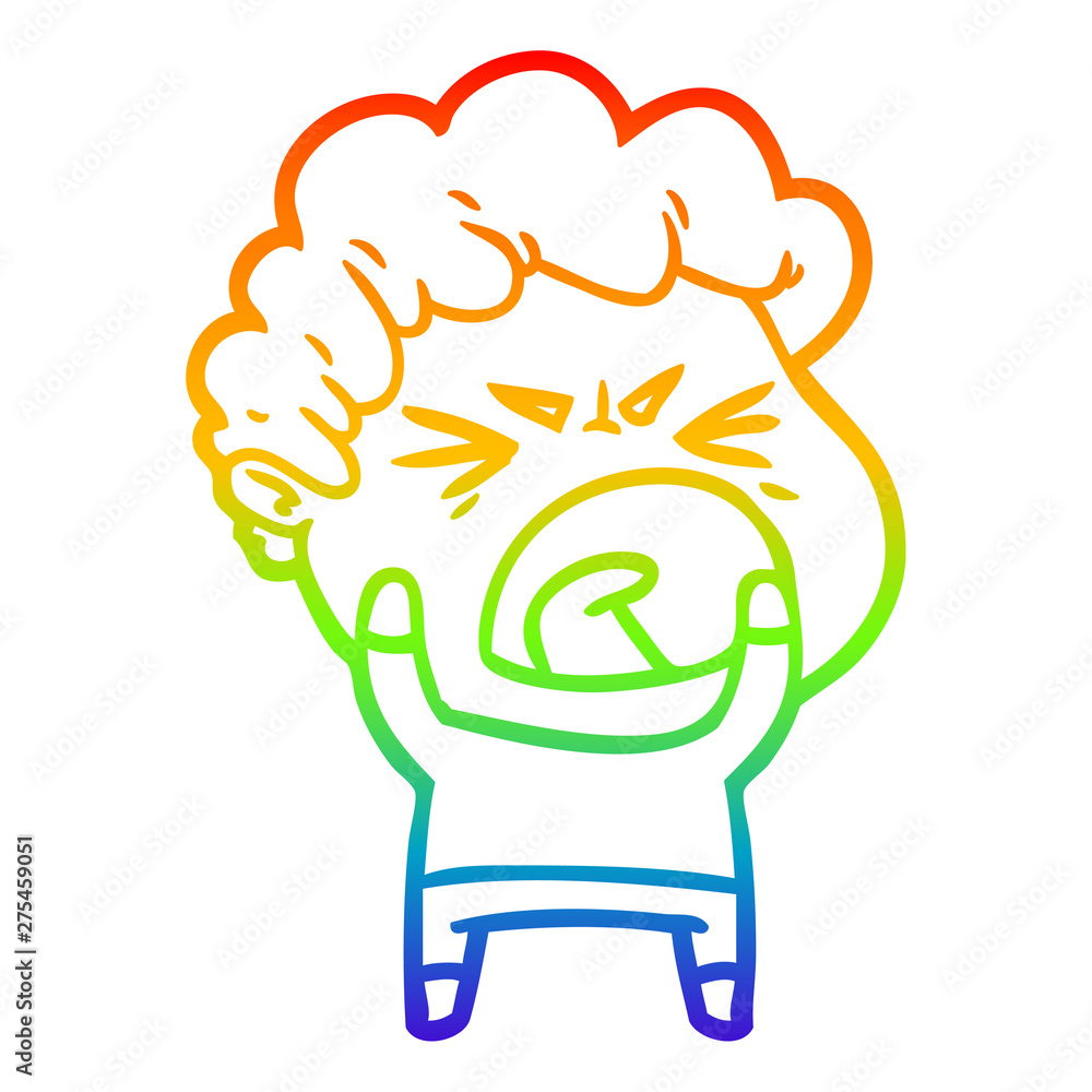 rainbow gradient line drawing cartoon furious man rainbow gradient line drawing cartoon furious man