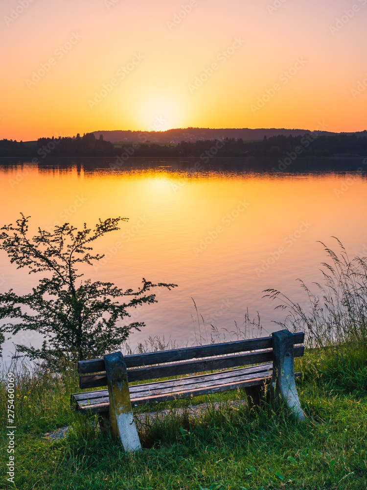 Sunset at the lake forggensee