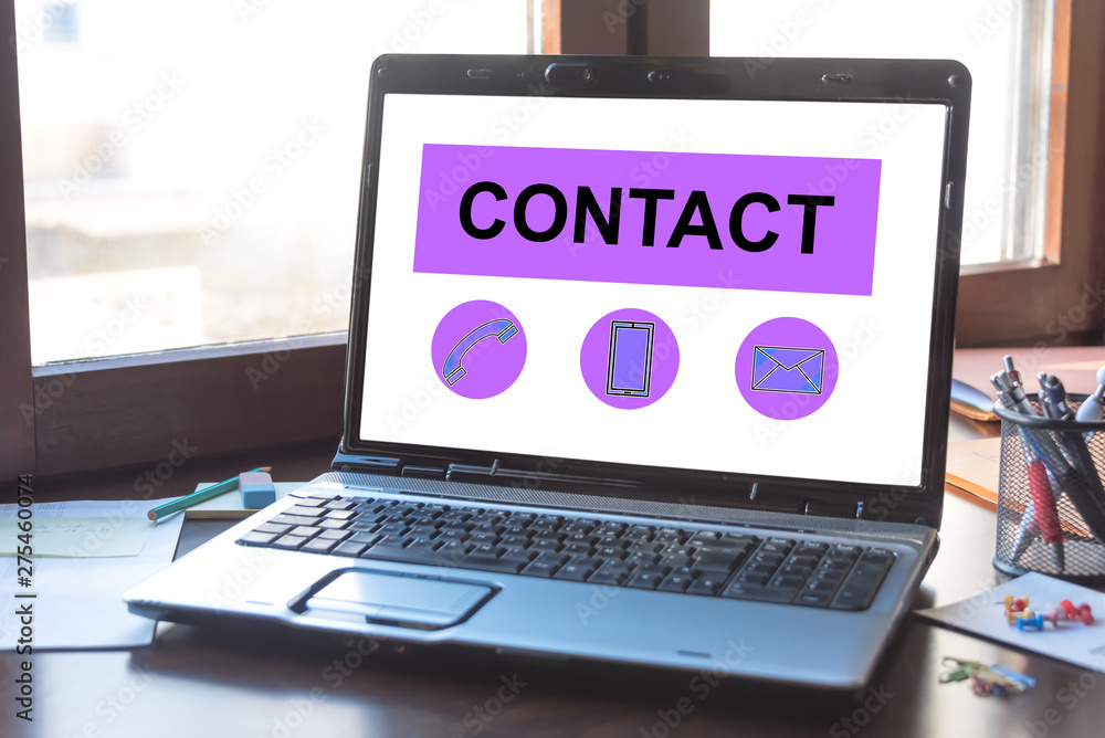Contact concept on a laptop screen - obrazy, fototapety, plakaty 