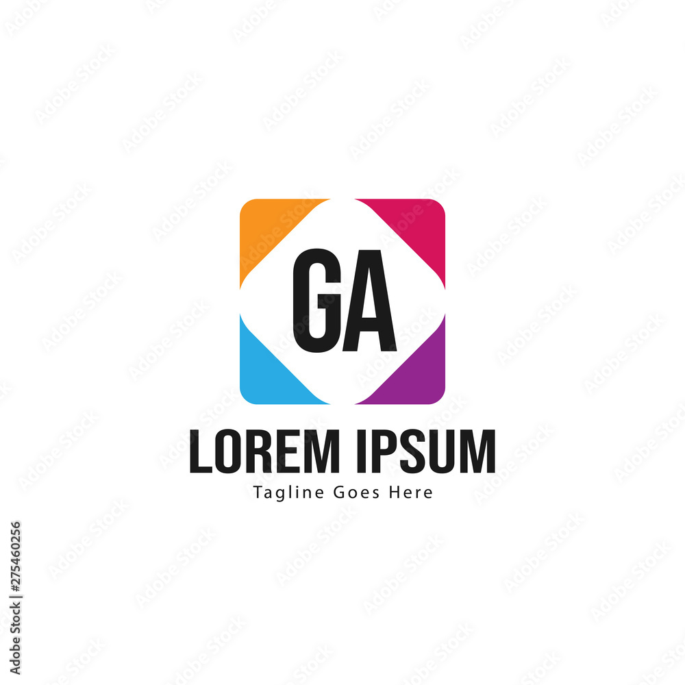 Initial GA logo template with modern frame. Minimalist GA letter logo vector illustration Initial GA logo template with modern frame. Minimalist GA letter logo vector illustration